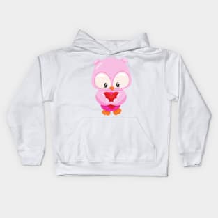 Cute Owl, Little Owl, Owl In Love, Hearts Kids Hoodie